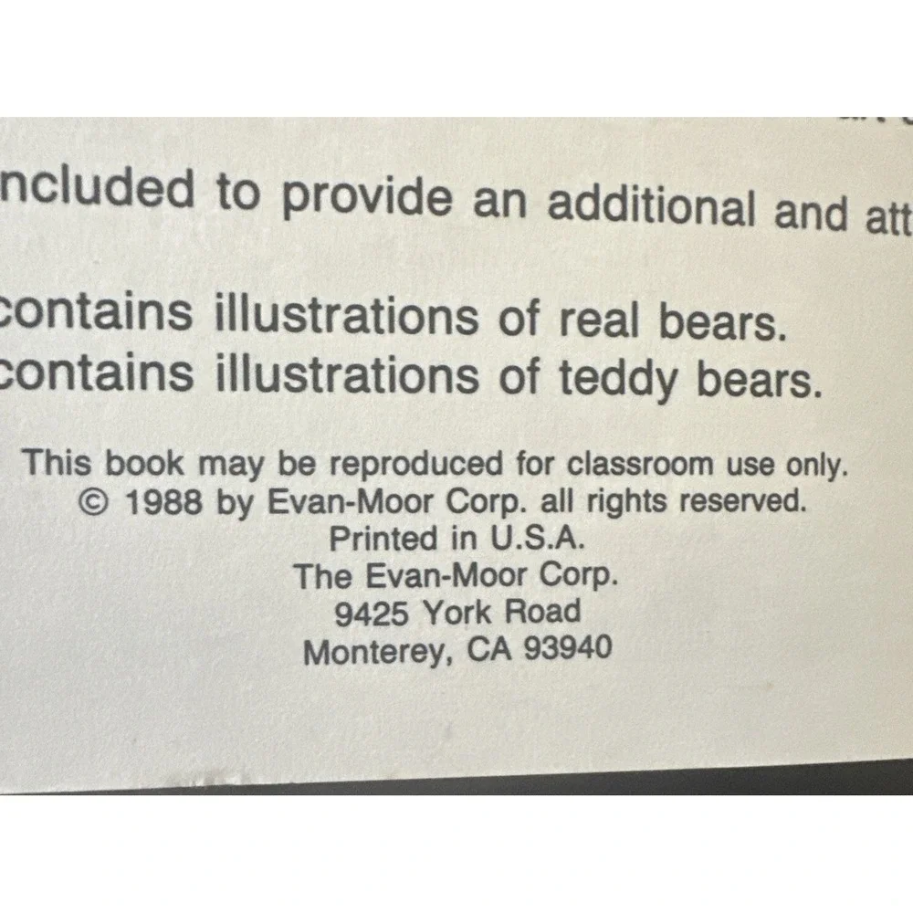 Vtg Bears, Bears, Bears: A complete Unit for the Busy Teacher  Level: Pre K-1